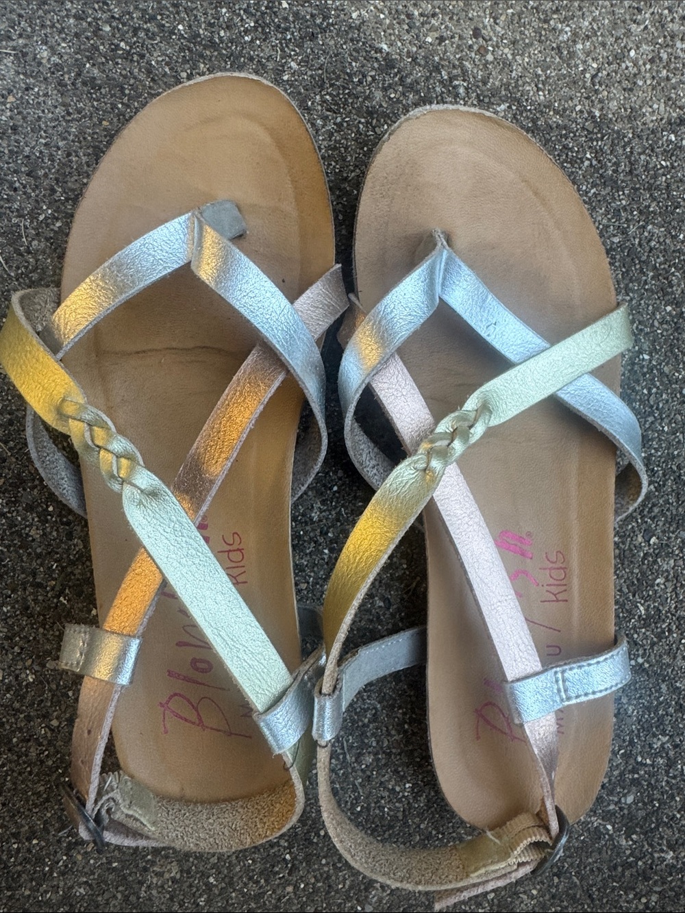 Blowfish Girls Metallic Multi-Tone Braided Strap Sandals